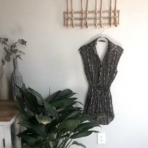 LF Open Back Button Down Collared Romper